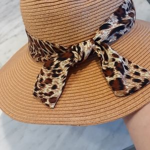 Boho Beach Hat Leopard Scarf